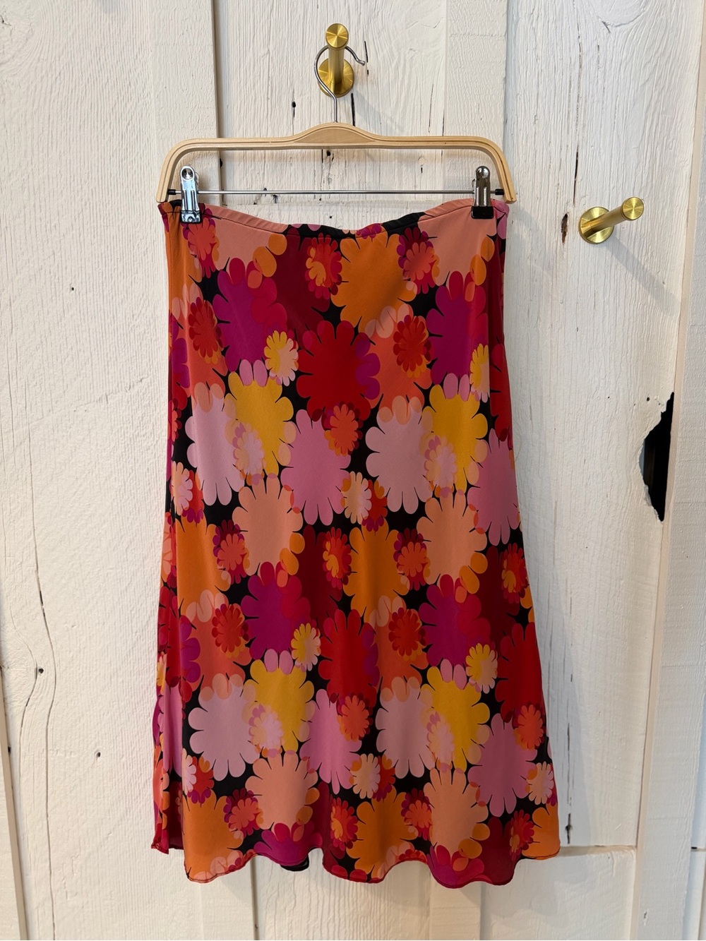 100% Silk Women's Multicolor Floral A-Line Skirt